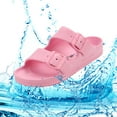 thumbnail image 6 of VICT POPU Womens Sandals Adjustable Double Buckle Strap Waterproof EVA Flat Slides，Pink,Sizes 9, 6 of 6