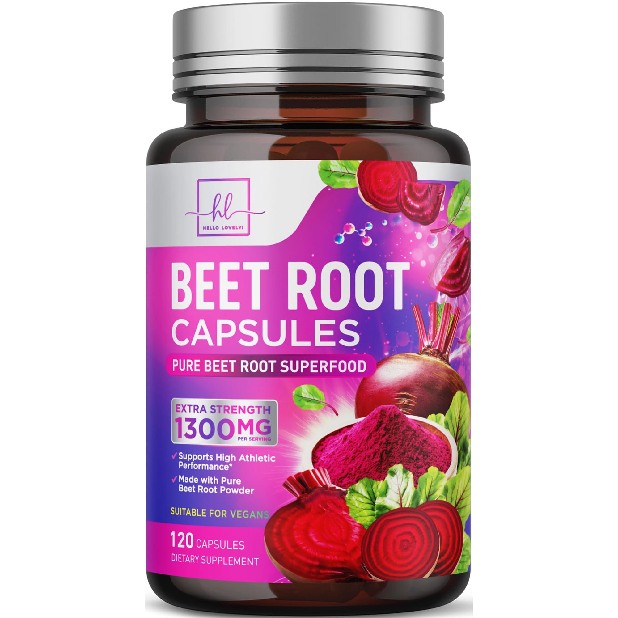Organic Beet Root Capsules 1300mg Per Serving - Extra Strength Beetroot Supplement, Supports Athletic Performance, Vitality & Immune System, Best Beet Root Powder, Non-GMO, Bottled USA - 120 Capsules