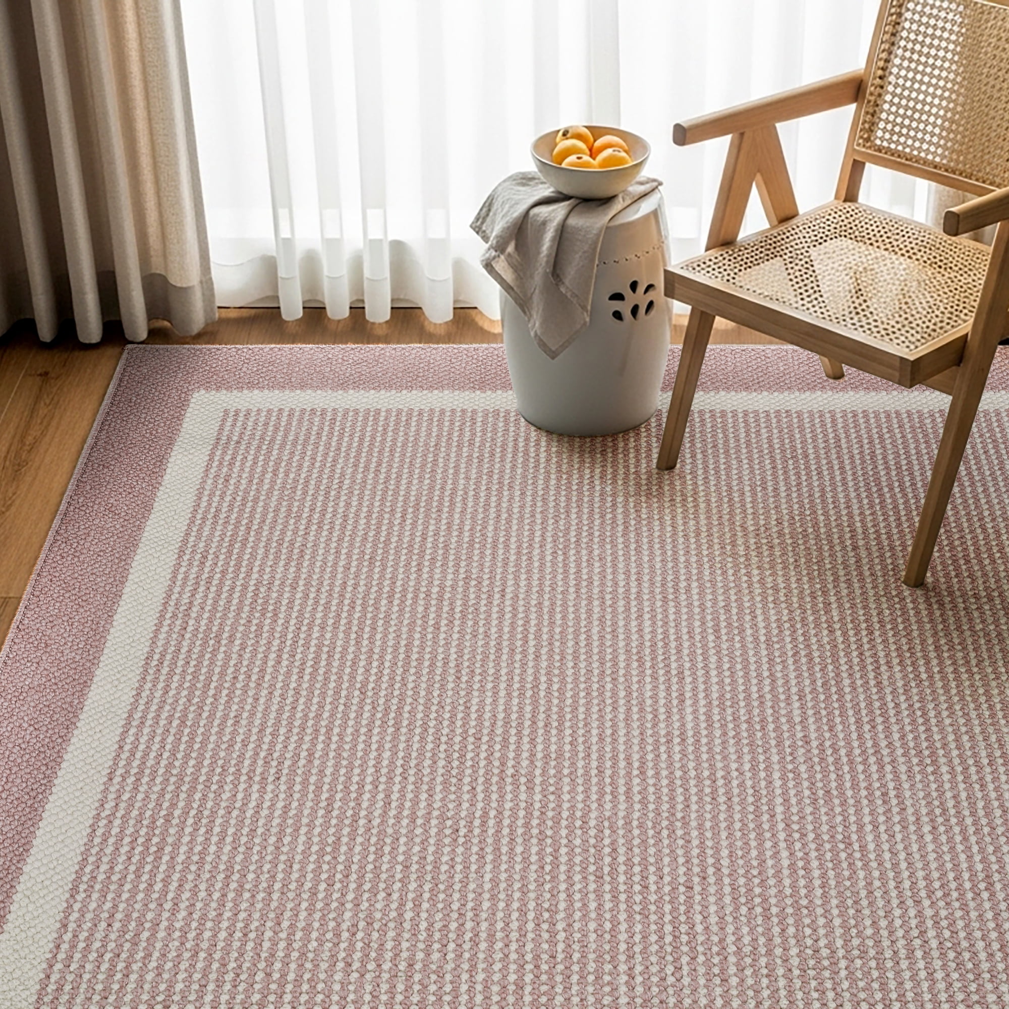 HGTV Soft Weave Mari Modern/ Contemporary Solid Color Pink Area Rug, 8x10