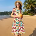 thumbnail image 4 of Balery Colorful Butterflies Vestidos sueltos de manga corta para mujer, vestidos de verano 2025, vestidos casuales de corte A con vuelo., 4 of 6