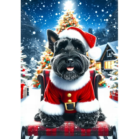 Scotty Black - Best of Breed DCR Christmas House Flag 28" x 40"