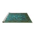 thumbnail image 2 of Ahgly Company Machine Washable Indoor Square Oriental Turquoise Blue Traditional Area Rugs, 3' Square, 2 of 4