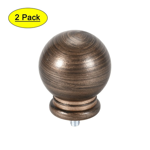Uxcell 49x34mm Curtain Rod Finials Plastic Brown 2Pack
