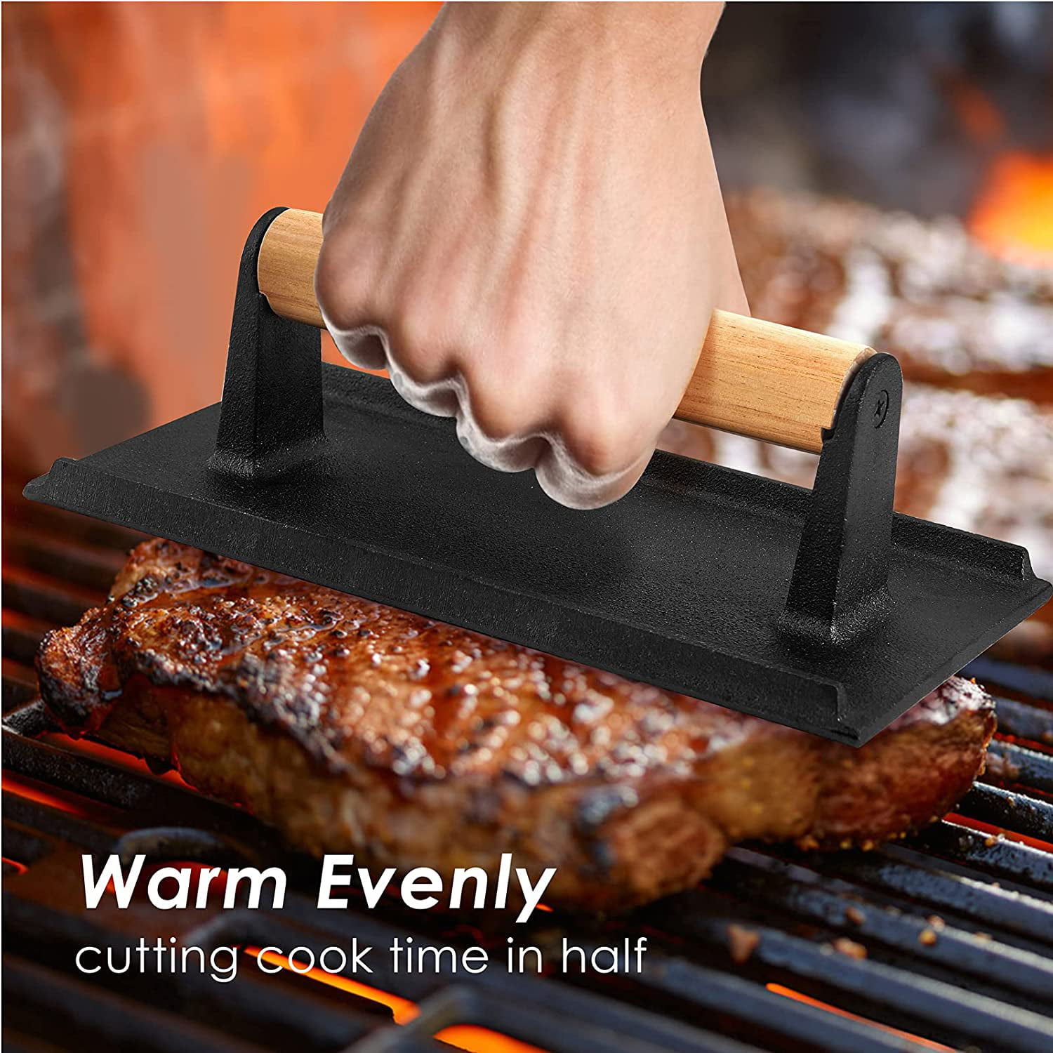 Griddles Textured Cast Iron Grill Weight Grills Perfect Meat Press for Bacon Great Accessory for Flat Tops Chicken and Paninis Ovens or Skillets for Restaurant Quality Food. Burgers Steak 
