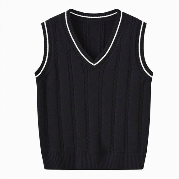 Enyan Boys Girls Sweater Vests School Uniform Vest Sleeveless V Neck Knit Pullover Tops for Kids Toddler(Black,3-4 Years)