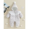 thumbnail image 2 of Bagilaanoe Baby Girl Winter Hooded Jumpsuit Toddler Butterfly Print Long Sleeve Bodysuit 3M 6M 9M 12M 24M 3T Kids Fall Warm One Piece Romper, 2 of 8