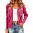 thumbnail image 2 of WQNVRNR Womens Hooded Cardigan- Zip Up Long Sleeve Fall Winter Casual Warm Outerwear Hot Pink Size L, 2 of 6