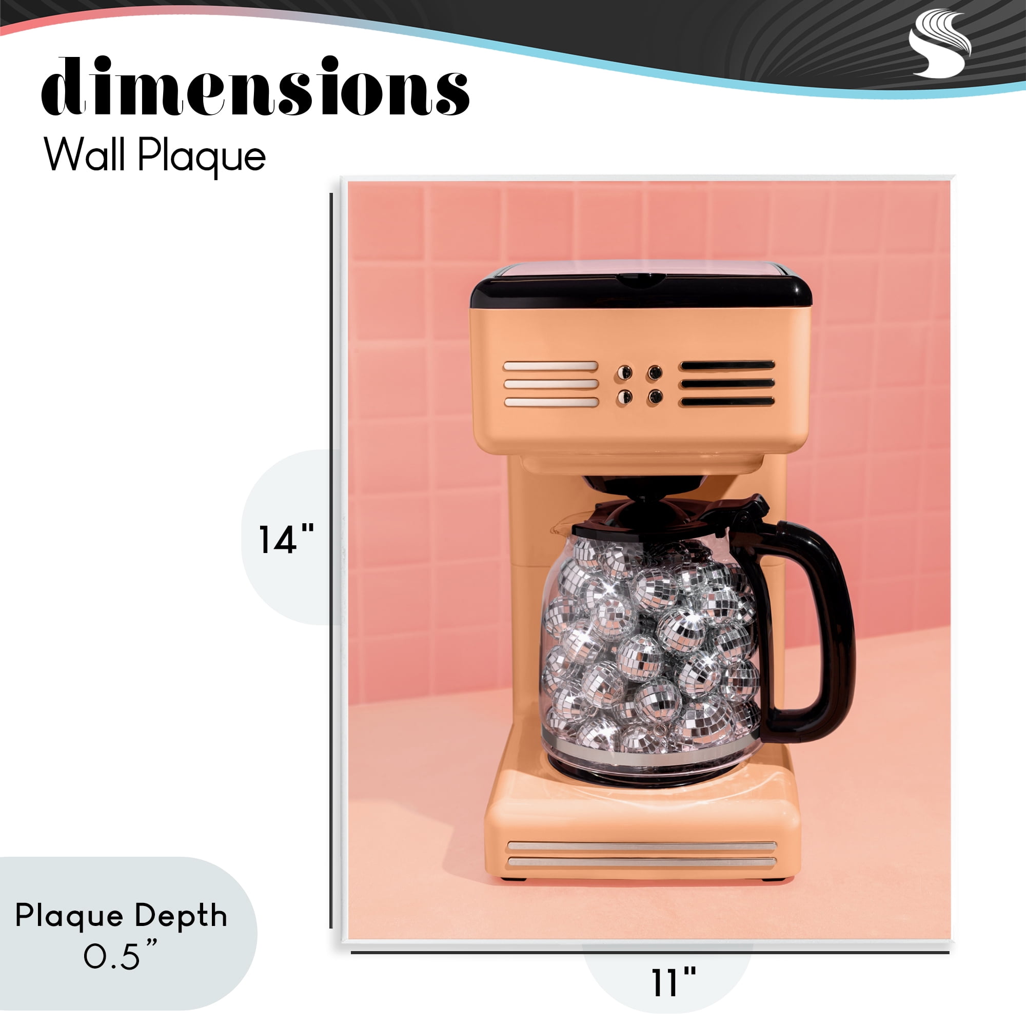 Stupell Industries Disco Coffee Maker over Orange Wall Plaque Art, design by LISH Creative