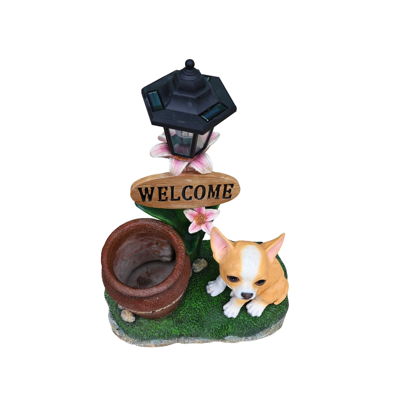 Sitting Corgi Dog Planter Outdoor Decor, Garden Statue with Built-In Planter, Weather-Resistant Resin for Yard, Patio, Lawn, Brown