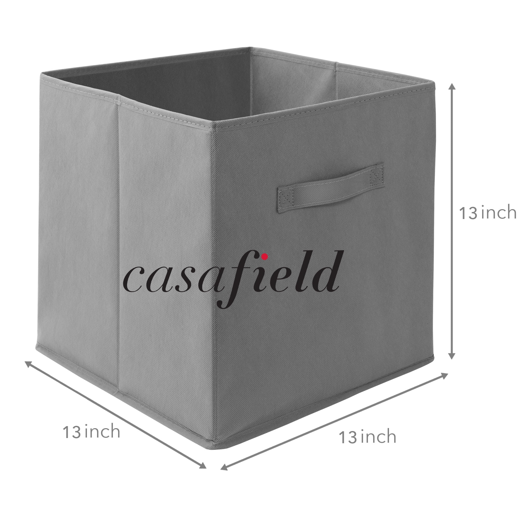 Casafield Set of 6 Fabric Storage Cube Bins, Gray - 13" Collapsible Foldable Cloth Baskets for Shelves and Cubby Organizers