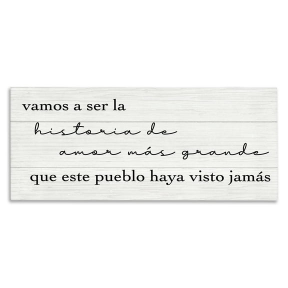 Stupell Industries Historia de Amor Más Grande Inspirational Quotes & Sayings Painting Wrapped Canvas Art Print Wall Art, 24 x 10