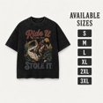 thumbnail image 7 of Ride It Like You Stole It Western Cowboy Graphic Washed T-Shirt, 100% Heavyweight Cotton, 180 GSM, Unisex Classic Fit, 7 of 7