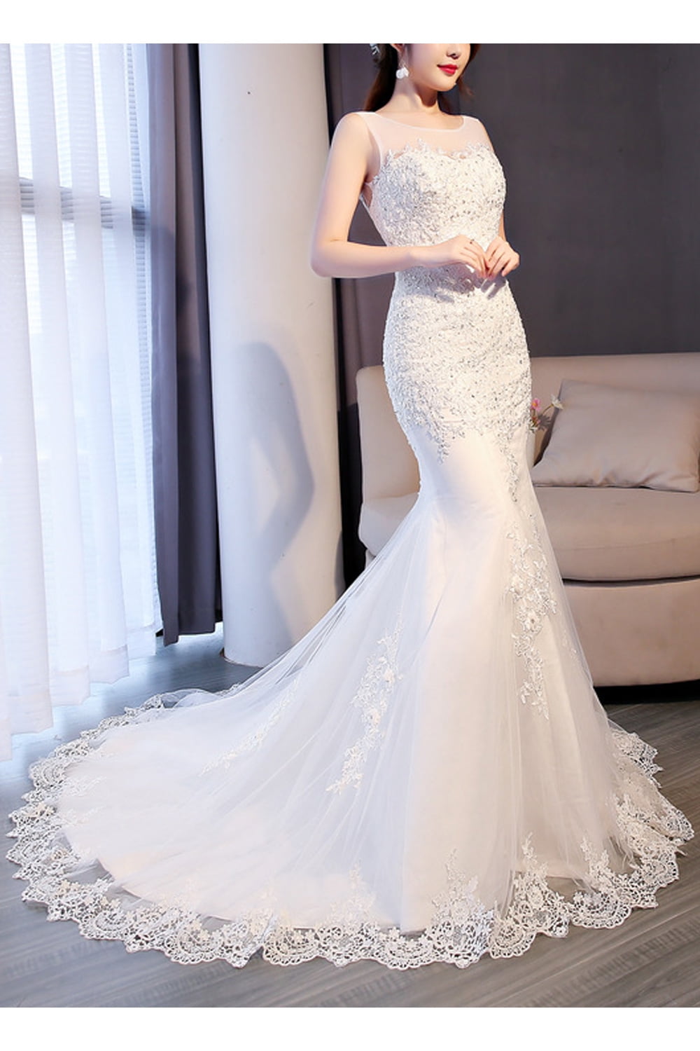 fish style wedding dress