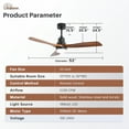 thumbnail image 3 of "Sofucor 52"" Ceiling Fan with Lights, Remote Control, Reversible Noiseless Motor, 3 Walnut Wooden Blades", 3 of 13