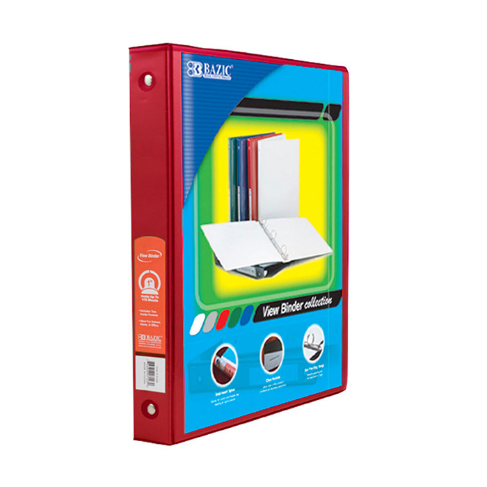 New 402021 1 Inch Red 3 Ring View Binder W / 2 Pockets (12Pack