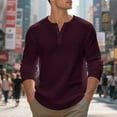 thumbnail image 5 of BXINGOHAI Long Sleeve Henley Shirts for Men Casual Waffle Thermal Fashion Pullover 3-Button T-Shirt Wine XL, 5 of 7
