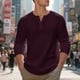 thumbnail image 4 of pstuiky Camisas suaves de manga larga para hombre, Camiseta informal de manga larga con cuello redondo y botones para hombre, color liso, transpirable y a la moda Tops de hombre s, 4 of 9