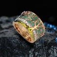 thumbnail image 5 of Tree Of Life Gold Plated Ring Floral Alloy Jewelry European And American Style Sizes 6 7 8 9 Length 24 By 16mm, 5 of 5