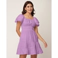 thumbnail image 2 of Moomaya Chic Cotton Dress For Women, Short Layered Sleeve Tiered Summer Dress, 2 of 9