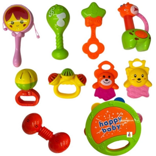 Juego De Sonajas Para Bebes Mordedor Pandero Cascabel Concierto Musical 10pz