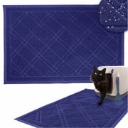 Downtown Pet Supply Non Slip and Washable Cat Litter Mat 15.5" x 23", Blue