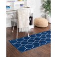 thumbnail image 2 of Unique Loom 3146481 2 ft. x 8 ft. 8 in. Geometric Trellis Frieze Runner Rug, Navy Blue, 2 of 2