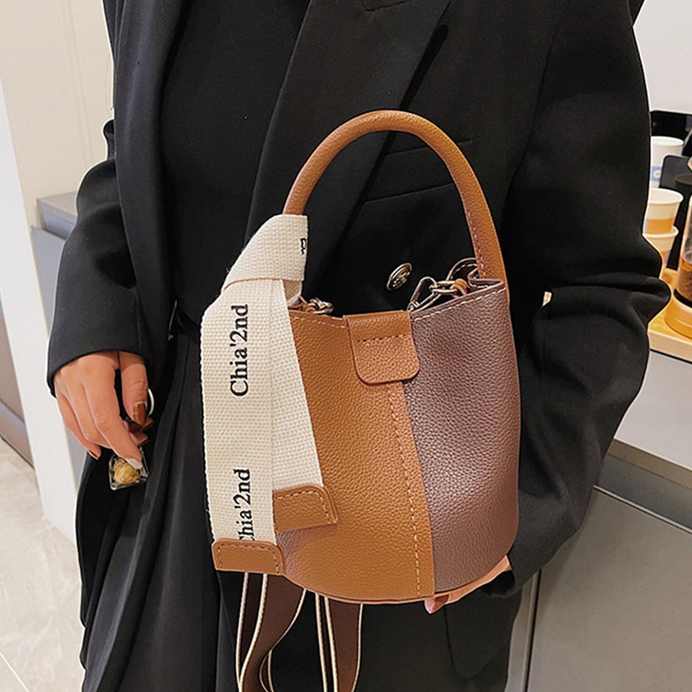 DIY PU Leather Bag Making Kit for Women Handbags Sewing Kit for Adult DIY Bucket Bag Making Kit with Lined Pockets DIY Purse Leather Craft Bag Making