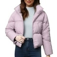 thumbnail image 3 of iHPH7 Puffer Jacket Womens Long Winter Coats for Women Casual Outerwear Warm Jackets for Women Cropped Zip Up Jacket Cropped Jacket Women Warm Clothes for Women Purple M, 3 of 4