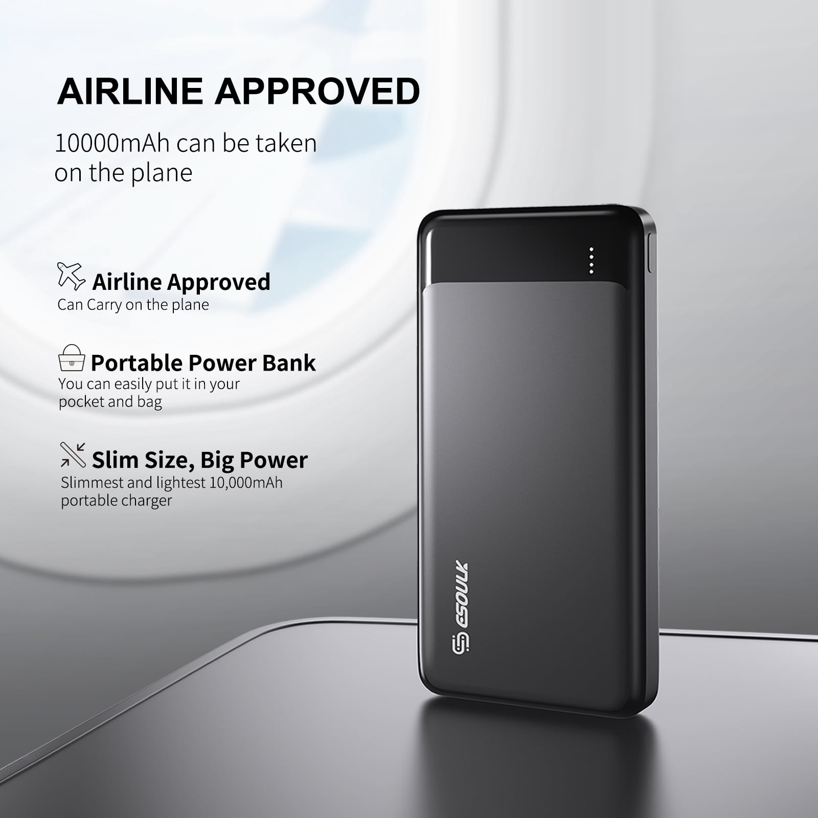 Esoulk 10000mAh USB-C PD20W / QC18W POWER BANK