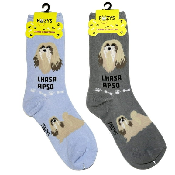 Foozys Unisex Crew Socks Canine Collection (Lhasa Apso)
