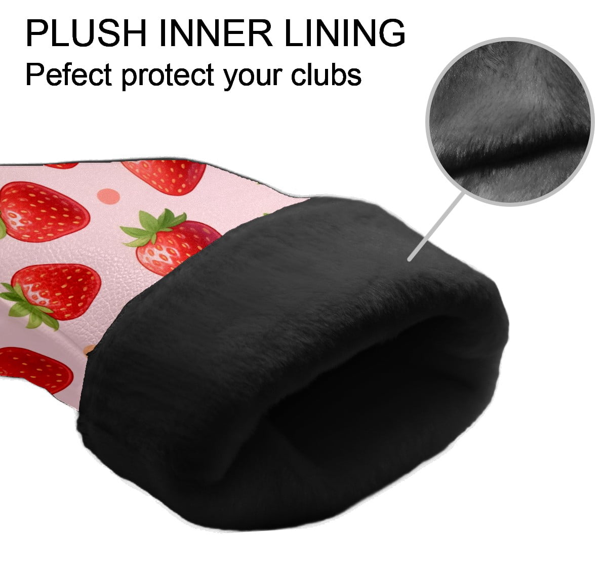Golf Club Head Cover Waterproof Leather Golf Accessories HeadCovers Set Driver Headcover for Women Men Strawberry Sweet