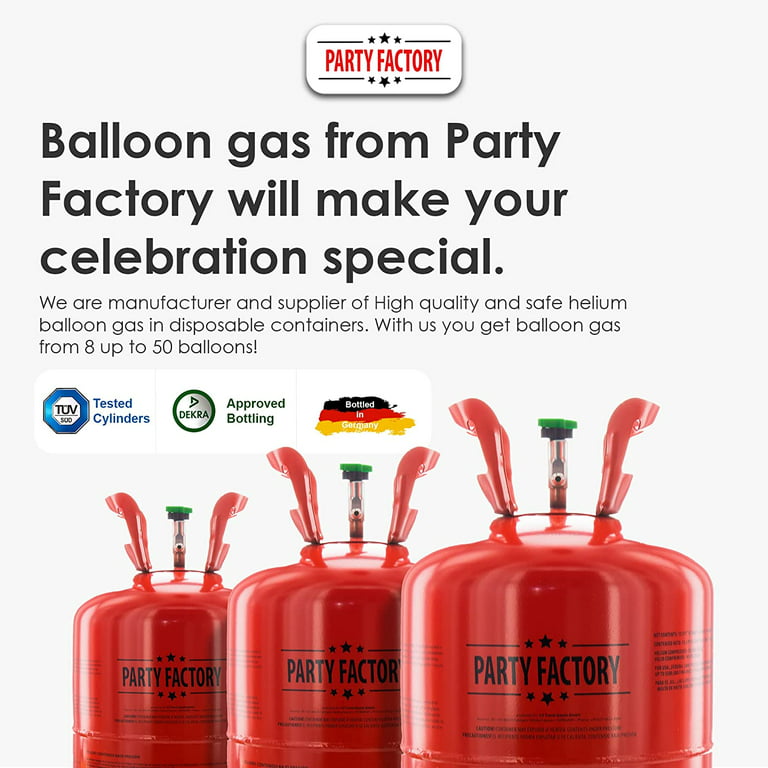 Party Factory helium tank for 20 balloons, helium cylinder 5 cu. ft. gas,  ideal for birthday party, wedding