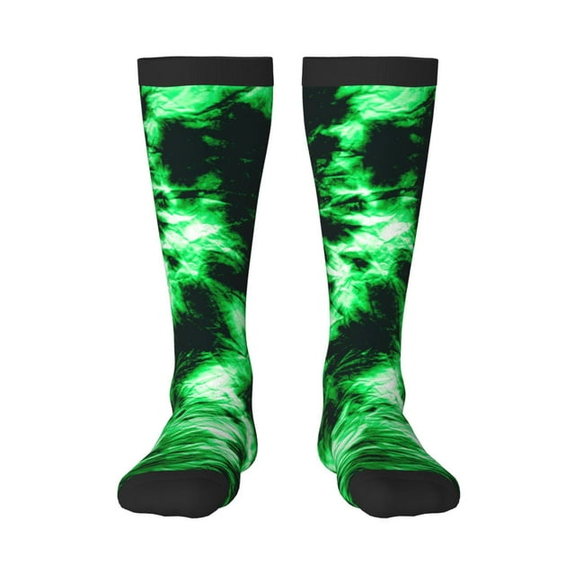 Balery Green Tie Dye Calcetines novedosos Calcetines deportivos Calcetines hasta la rodilla Calcetines de algodón Calcetines originales y geniales