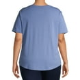 thumbnail image 5 of Terra & Sky Short Sleeve Ringer Solid Print T-Shirt (Women's Plus) 1 Pack, 5 of 6