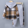 thumbnail image 4 of HCNTES Baby Boy Winter Clothes Toddler Baby Boy Fall Winter Outfit Contrast Color Long Sleeve Plaid Hoodie Sweatshirts Stretch Jogger Pants Clothes Plaid Hoodie 2Pcs Set, 4 of 9