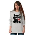 thumbnail image 3 of Feel Do Good Heart Inspiring Saying Women Plus Size Long Sleeve Graphic Tee Brisco Brands 2X, 3 of 5