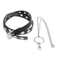 thumbnail image 2 of FELTECHELECTR Cinturón de cuero con ojales, estilo vintage punk, para vaqueros, con hebillas ajustables y cadena., 2 of 3