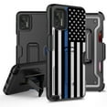 thumbnail image 1 of ANJ+ Rugged Hybrid Shockproof Case w/Kickstand + Holster Clip Card Slot Cover for Motorola Moto G Stylus (2021 Release) - Blue Thin Line, 1 of 3