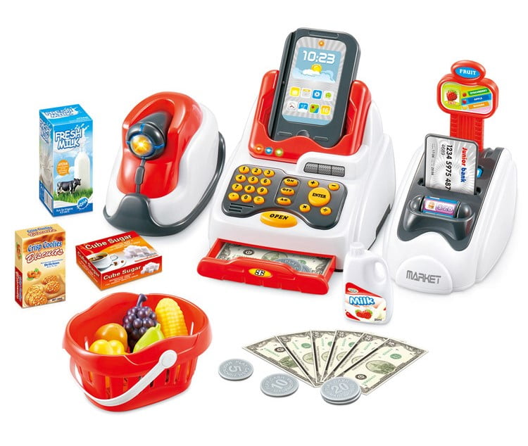 Toy Cash Register Pretend Play Supermarket Cashier Playset Colorful Children’s 