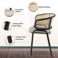 thumbnail image 2 of LeisureMod Dining Chair Upholstered in Leather with Curved Wicker Back Armchair and Black Powder-Coated Stainless Steel Frame and Legs for Modern Home, Kitchen Collection in Taupe, 2 of 11