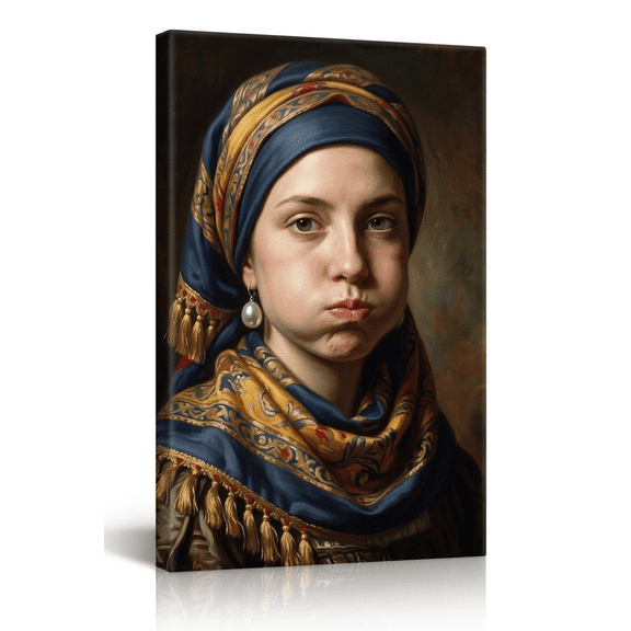 XaaKee Classic Quirk Young Woman Art Prints Canvas Wall Art Contemporary Canvas Prints Wall Art Inner Framed 18*12Inch