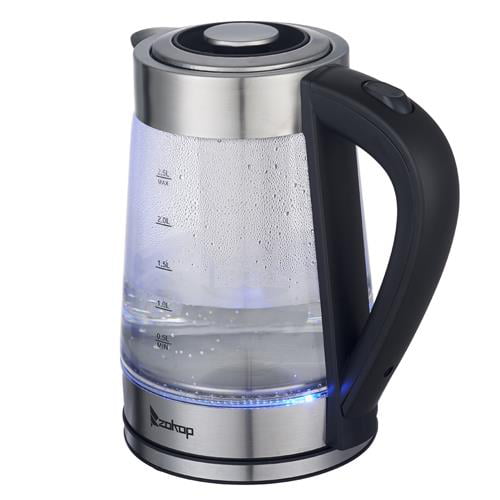 Us Plug 2.2-liter Kitchen Electric Glass Water Kettle,fast Boiling Water  Heater,including Detachable Tea Filter,with Blue Aperture,with Automatic  Closing And Boiling Drying Protection,separated From The Base For Cordless  Pouring,bpa Free - Temu