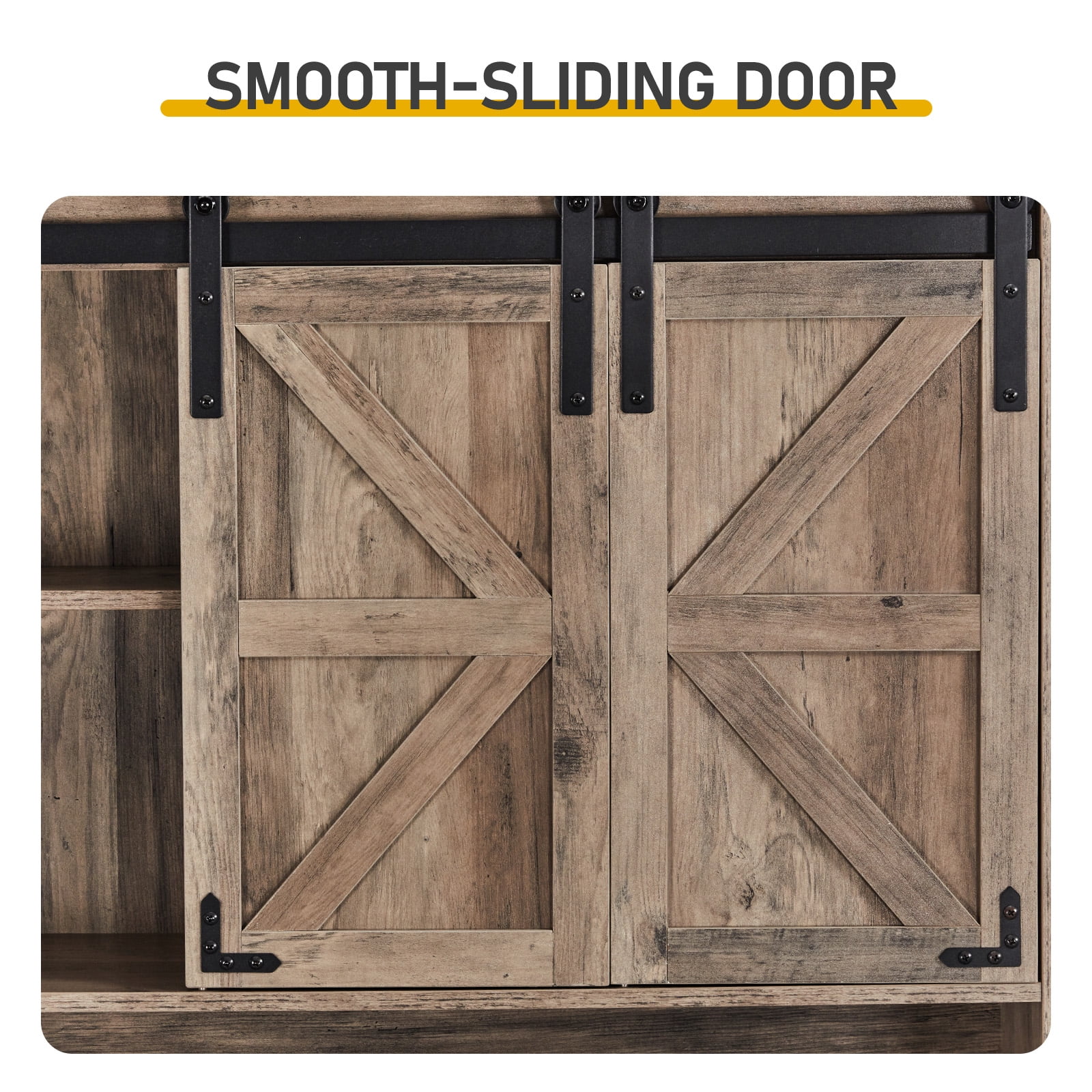 Toilet Cabinet, 2 Doors and Contain, 2-Tiered Bathroom cabinet with Side Storage Rack and Tissue Box Barn door style MDF Melamine-Faced Bathroom Vanity, 31.5*8.66*69.69in
