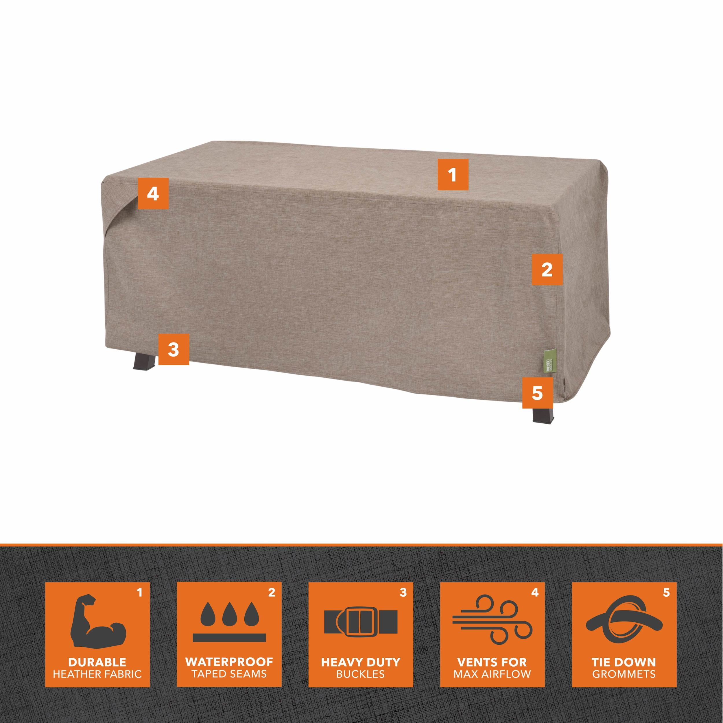 Modern Leisure Garrison Patio Ottoman Cover, Waterproof, 48"L x 25"W x 18"H, Sandstone