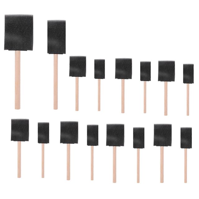 Juego de 40 pinceles de esponja de espuma shaofei con mango de madera para pintar color negro