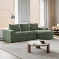 thumbnail image 2 of 99-Inch Chenille Cloud Curved Sectional Sofa with Chaise, L-Shaped Modern Boneless Couch with Deep Seats, Chenille Sectional Sofa for Living Room and Bedroom, No Assembly Required (Green), 2 of 10