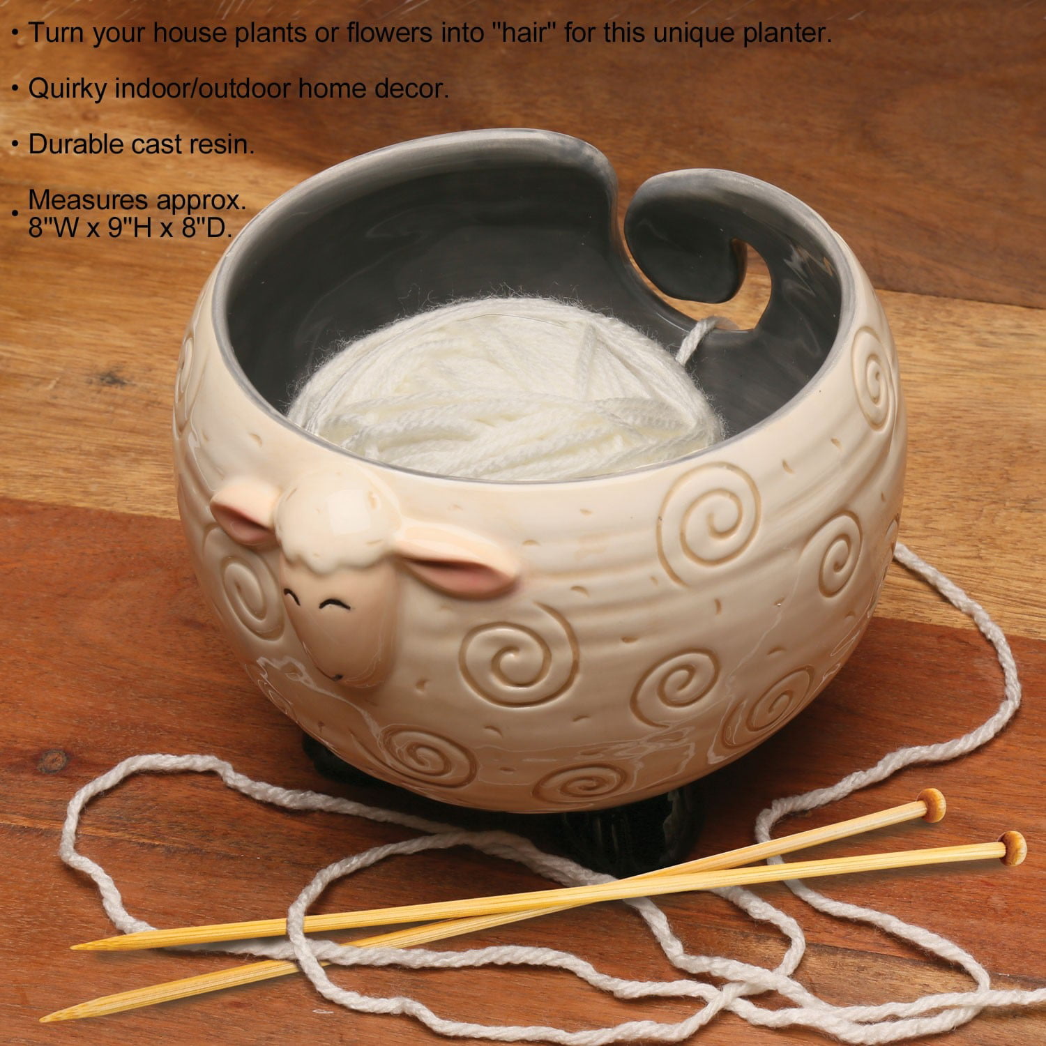 What on Earth Sleepy Sheep Ceramic Yarn Bowl Knitting Bowl - Holds Ball of Yarn