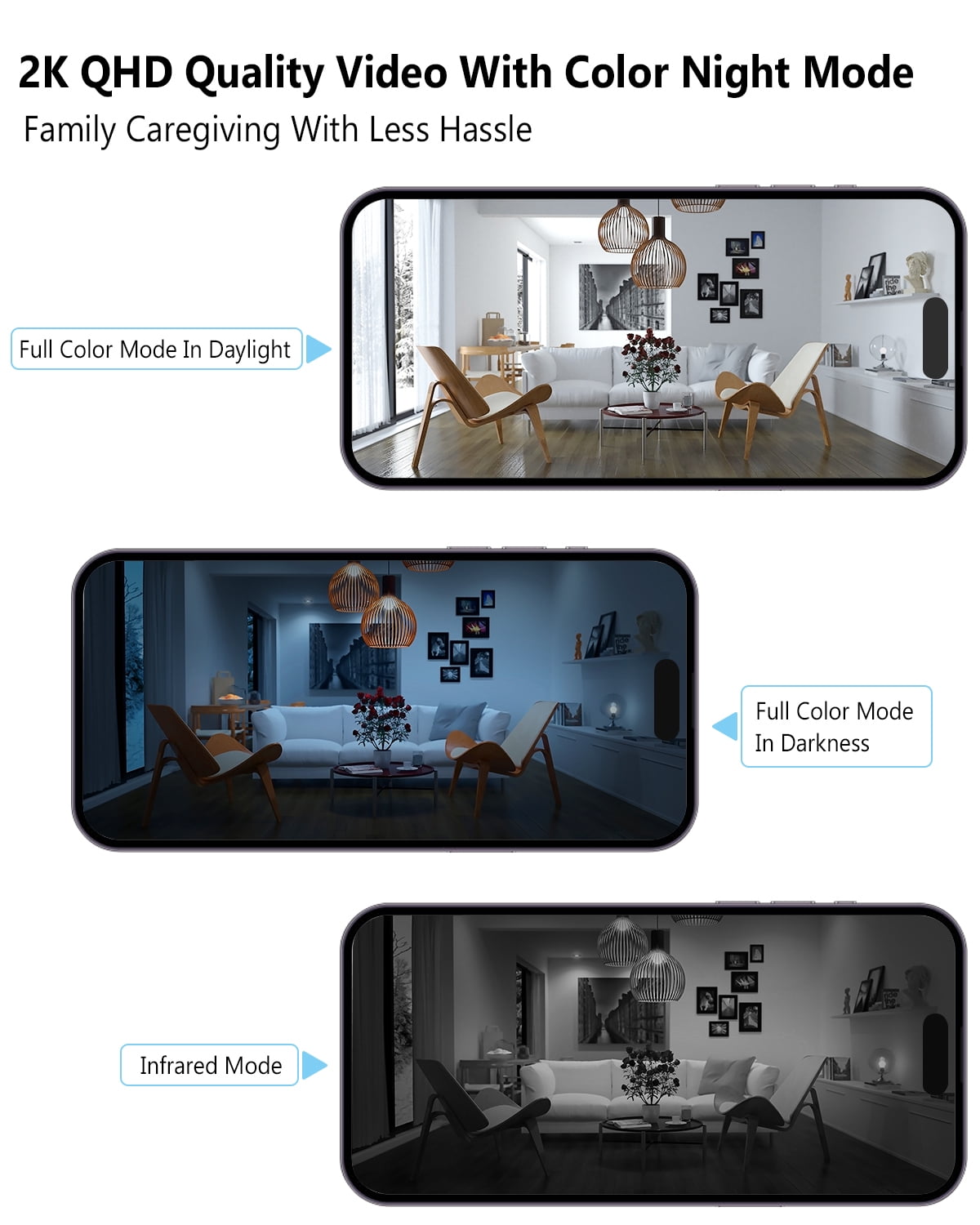 ANRAN 2K Wireless Outdoor Security Camera with Spotlight, Waterproof, PIR Detection, 2.4Ghz Wi-Fi, Rechargeable Battery Powered Home Surveillance Camera with Color Night Vision, 2-Way Audio, White