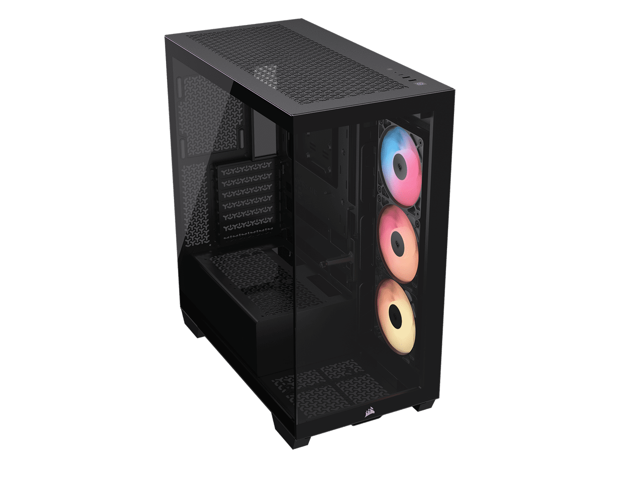 CORSAIR 3500X RS-R ARGB Mid-Tower PC Case – 3x Pre-Installed RS120-R ARGB Fans – GPU Anti-Sag Arm – Tempered Glass – Fits up to 10x 120mm Fans – Reverse Connection Motherboard Compatible