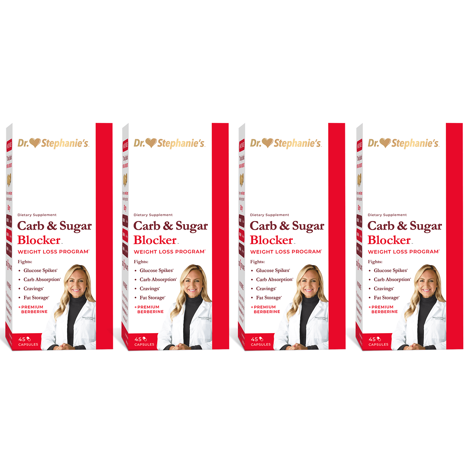 Dr. Stephanie's Carb & Sugar Blocker Supplement - Weight Management with Premium Berberine - 4 Pack